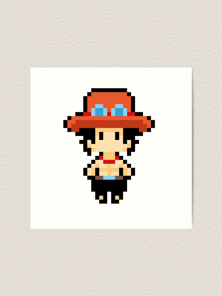 One Piece Portgas D. Ace Pixel Art Art Print for Sale by kobmamba