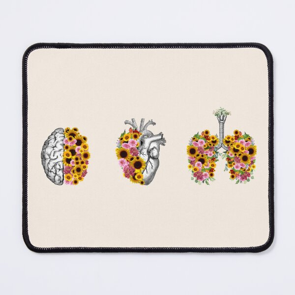 Item preview, Set of human organ, lungs, heart and brain with sunflowers and daisy designed and sold by Collagedream.