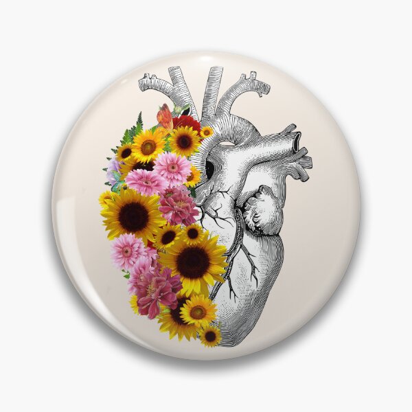 Item preview, Set of human organ, lungs, heart and brain with sunflowers and daisy designed and sold by Collagedream.