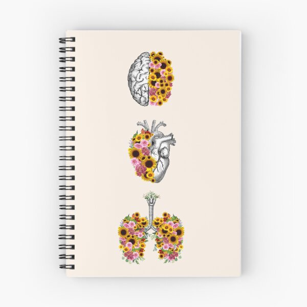Item preview, Set of human organ, lungs, heart and brain with sunflowers and daisy designed and sold by Collagedream.