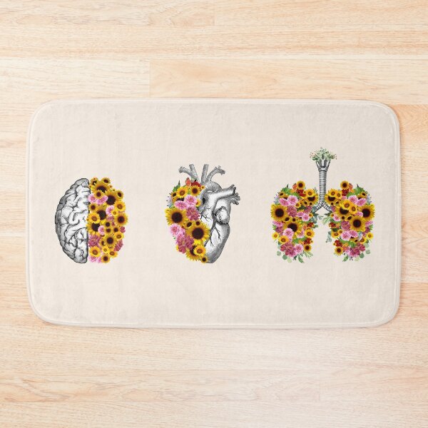 Item preview, Set of human organ, lungs, heart and brain with sunflowers and daisy designed and sold by Collagedream.