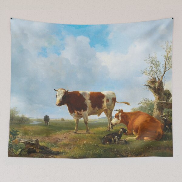 Aperçu de l'œuvre bétail broutant dans un vaste paysage | Henrik van de Sande Backhuijzen | 1832 Art animalier créée et vendue par CJET.