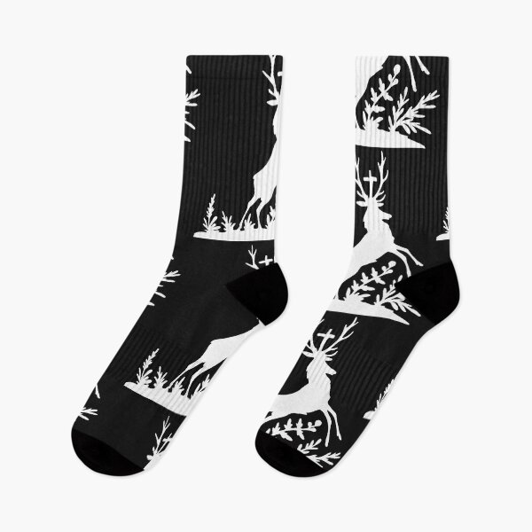 Item preview, Fairytale Germany Hubertus deer forest hunting silhouette white rz designed and sold by G-M-Designs.