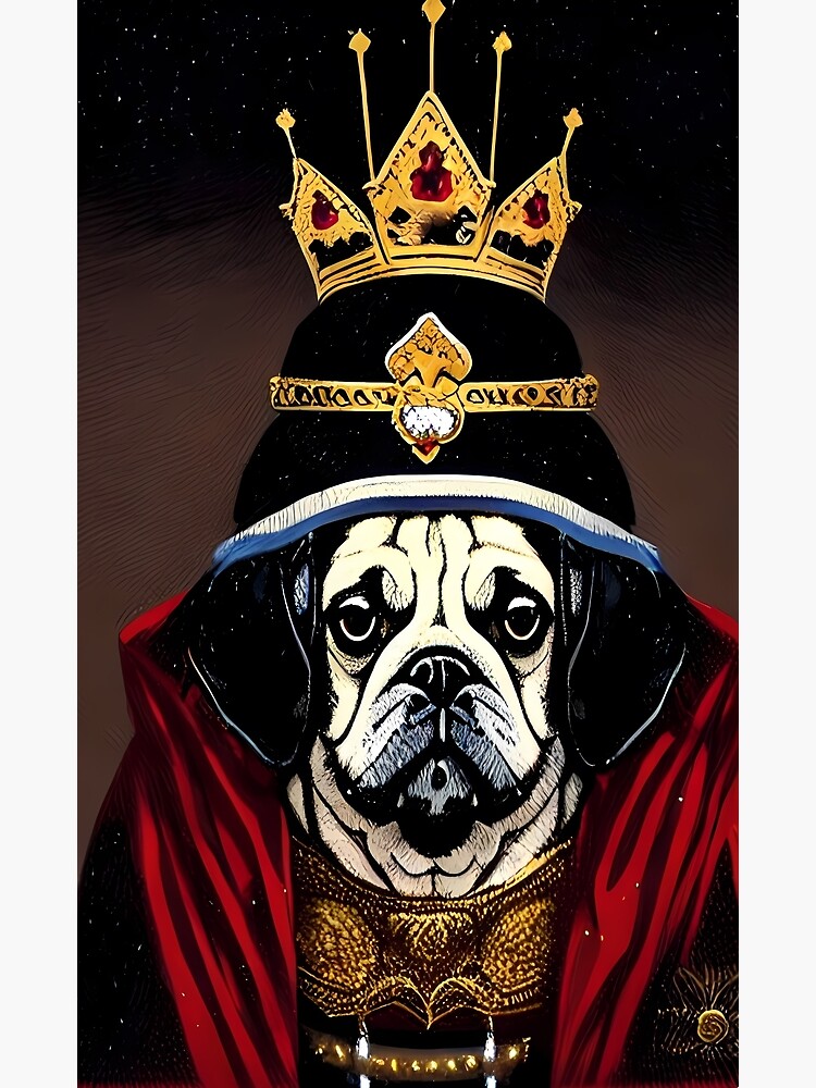 "Royal Pet Portrait Pug Portrait Painting King Dog Portrait Royal