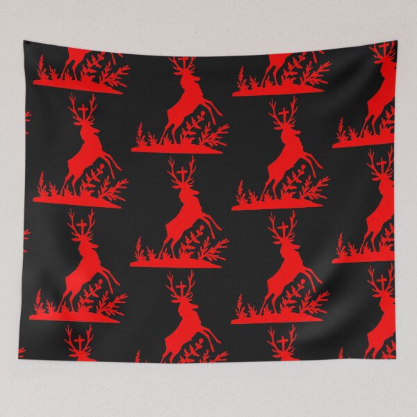 Item preview, Fairytale Germany Hubertus deer forest hunting silhouette red rz designed and sold by G-M-Designs.