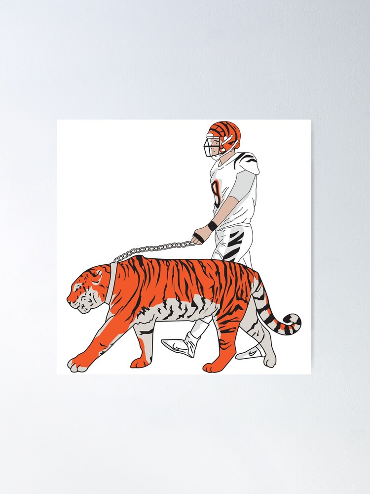 Joe Burrow White Bengal Tiger Digital Print 