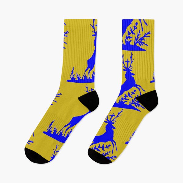 Item preview, Fairytale Germany Hubertus deer forest hunting silhouette blue designed and sold by G-M-Designs.