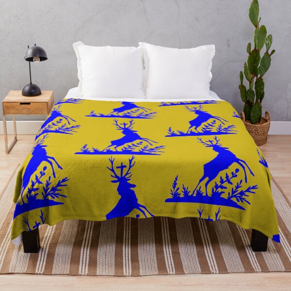 Item preview, Fairytale Germany Hubertus deer forest hunting silhouette blue designed and sold by G-M-Designs.