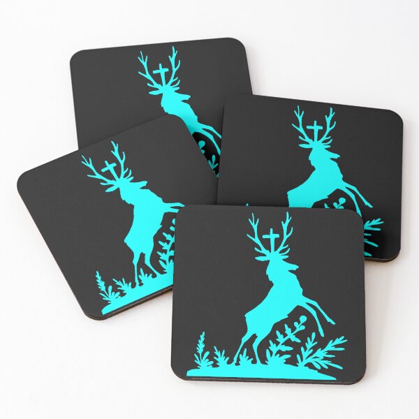 Item preview, Fairytale Germany Hubertus deer forest hunting silhouette turquoise designed and sold by G-M-Designs.