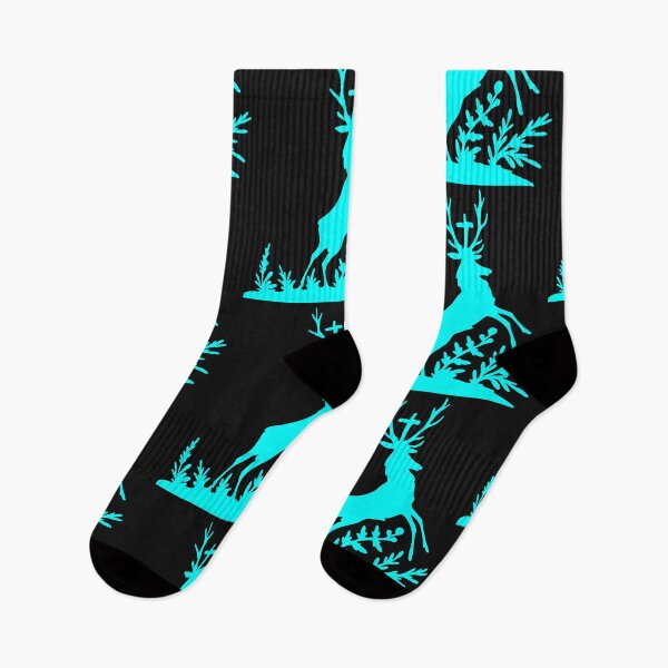 Item preview, Fairytale Germany Hubertus deer forest hunting silhouette turquoise designed and sold by G-M-Designs.