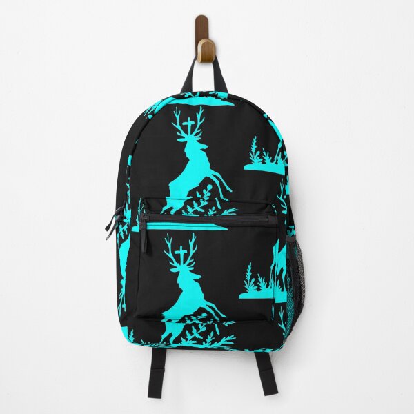 Item preview, Fairytale Germany Hubertus deer forest hunting silhouette turquoise designed and sold by G-M-Designs.