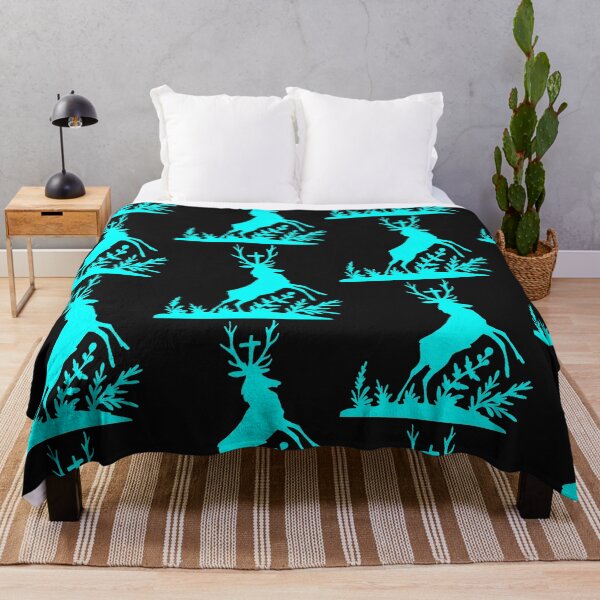 Item preview, Fairytale Germany Hubertus deer forest hunting silhouette turquoise designed and sold by G-M-Designs.