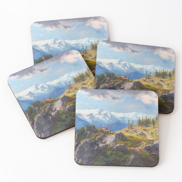 Item preview, Grazing Cows on a Mountain Pasture | Carl Millner | 1878 Animal Nature Art designed and sold by CJET.