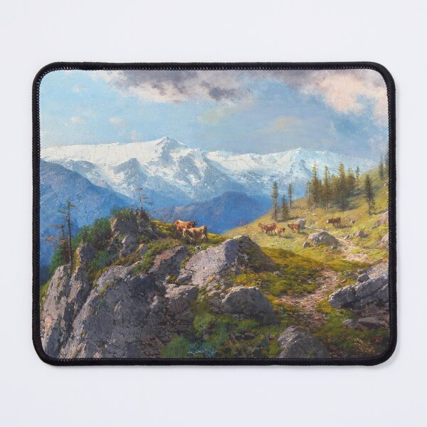 Item preview, Grazing Cows on a Mountain Pasture | Carl Millner | 1878 Animal Nature Art designed and sold by CJET.