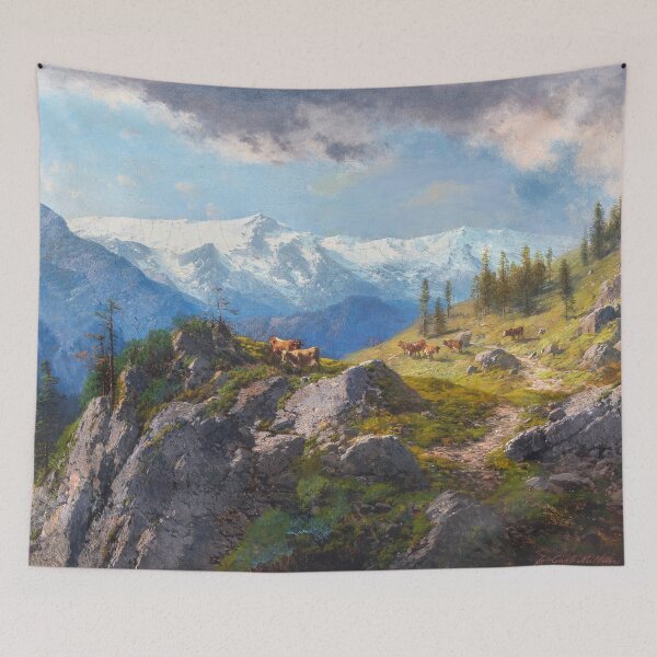 Item preview, Grazing Cows on a Mountain Pasture | Carl Millner | 1878 Animal Nature Art designed and sold by CJET.