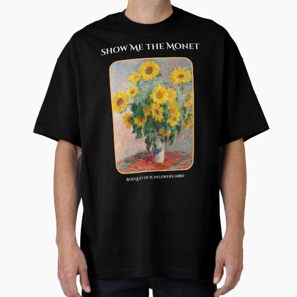 Monet painting - Bouquet of Sunflowers (1881) (3) Oversized T-Shirt