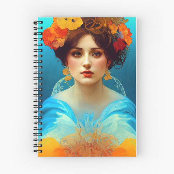 Item preview, Art Nouveau Beauty in Blue and Gold, Vintage, Mucha, Gilded Age designed and sold by AllRealities.