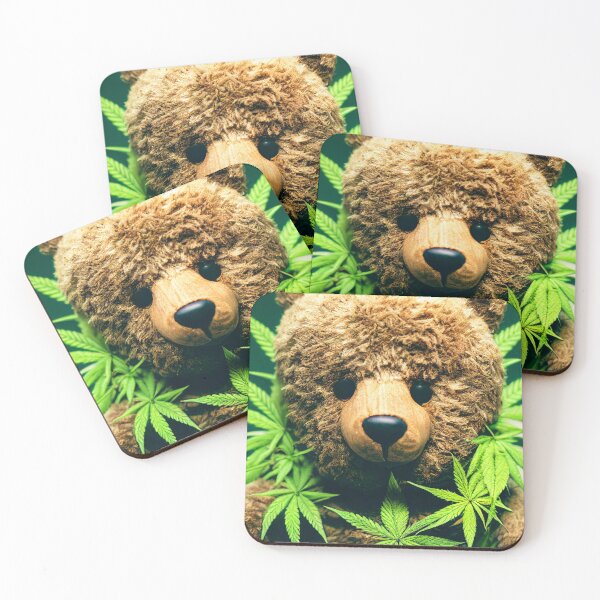 Item preview, Cute Brown Toy Bear Surrounded By Cannabis Leaves – Cannabis  Sativa Weed Lover designed and sold by MadeByRobots.