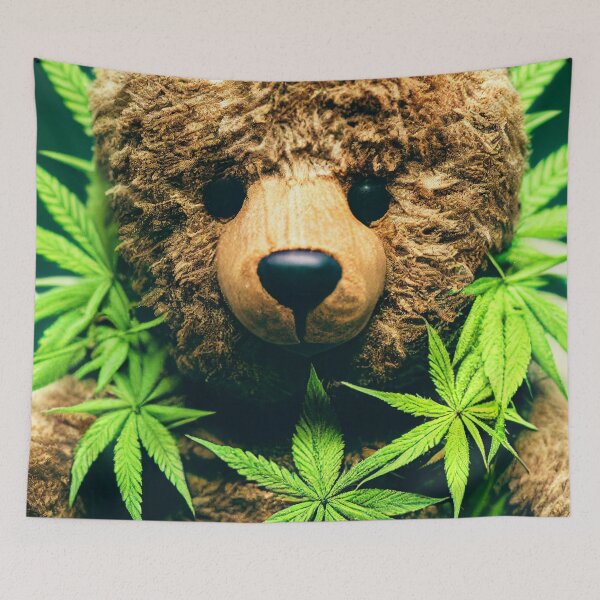 Item preview, Cute Brown Toy Bear Surrounded By Cannabis Leaves – Cannabis  Sativa Weed Lover designed and sold by MadeByRobots.