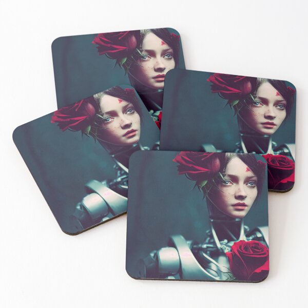 Item preview, Robot woman with rose in hand. designed and sold by Maniock.
