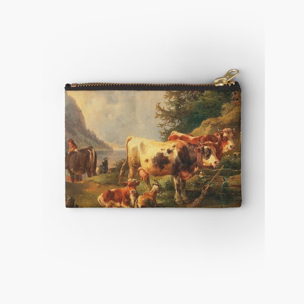 Item preview, Herd of Animals with Shepherdess on the Lakeside | Edmund Mahlknecht | 1890 Animal Nature Art designed and sold by CJET.