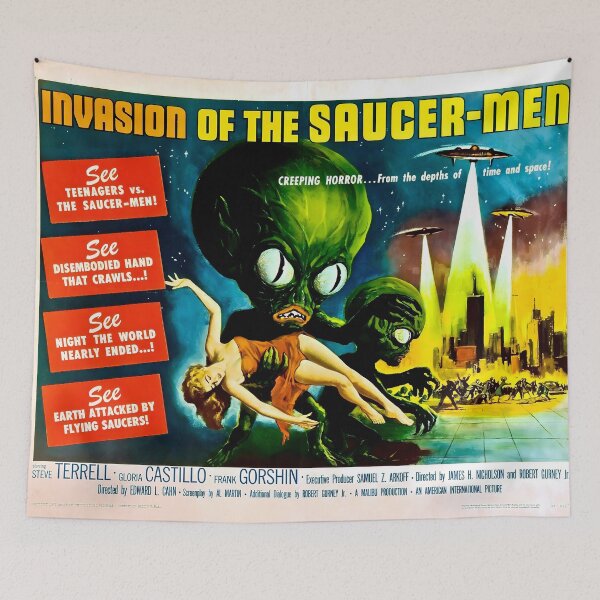 Item preview, Invasion of the Saucer Men Poster 1957 designed and sold by TeeARTHY.