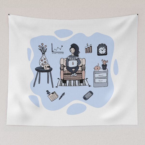 Item preview, Cute woman freelancer at home designed and sold by OM-lova.