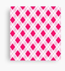 Heißer Neon Pink Large Argyll Plaid Check Leinwanddruck