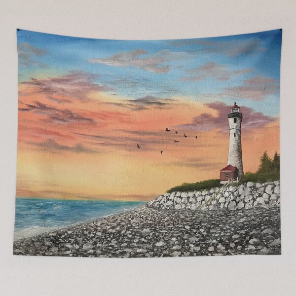 Artikelvorschau, Crisp Point Lighthouse bei Sonnenuntergang entworfen und verkauft von SistersInArtN.