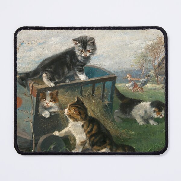 Item preview, Kittens Playing on a Cart in the Meadow | Julius Adam the Younger | 19th Century Animal Nature Art designed and sold by CJET.