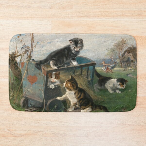 Item preview, Kittens Playing on a Cart in the Meadow | Julius Adam the Younger | 19th Century Animal Nature Art designed and sold by CJET.