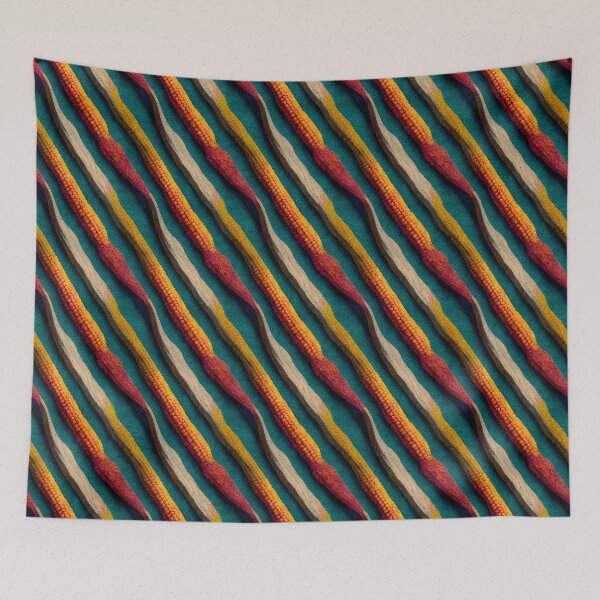 Item preview, 3D Fantasy Colourful Corn in Wavy Diagonal Pinstripe Pattern designed and sold by yennyz.