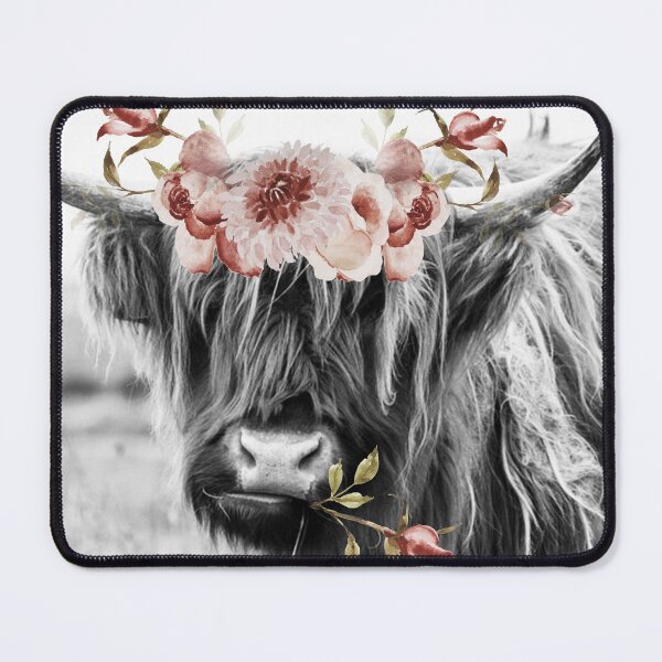 Item preview, Highland Cow Portait with Flowers designed and sold by Amy Brinkman.