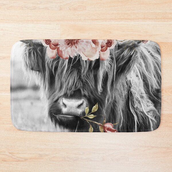 Item preview, Highland Cow Portait with Flowers designed and sold by Amy Brinkman.