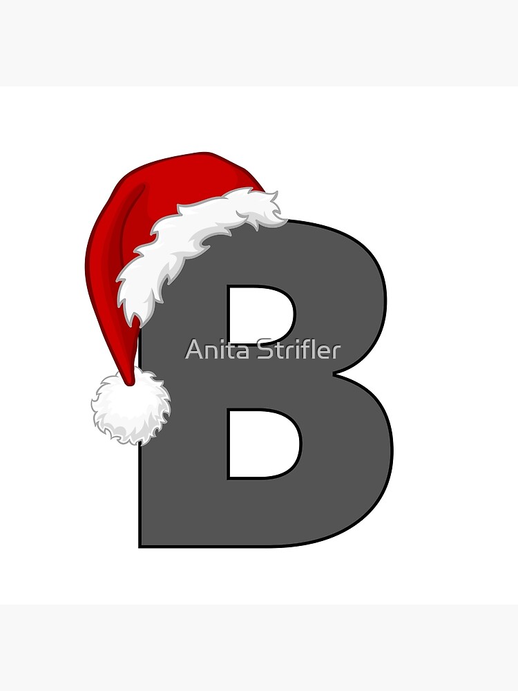 Letter B Christmas Hat Tea Towel Dish Cloth Funny Red Santa Father Kids  Alphabet