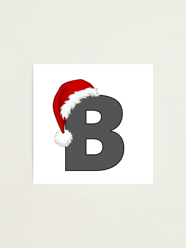 Christmas Letter B with Santa Hat | Photographic Print