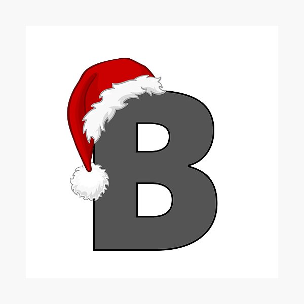 Christmas Letter B with Santa Hat | Photographic Print