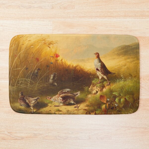 Item preview, Partridge with Fledglings on the Mountain Pastures | Ludwig Schuster | 1870 Animal Nature Art designed and sold by CJET.