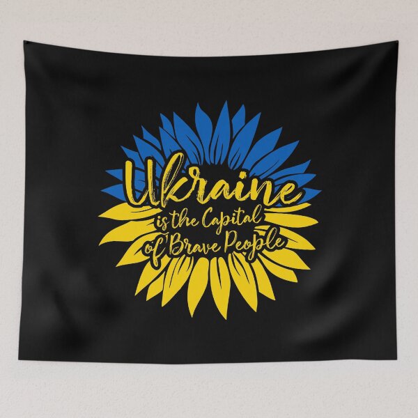 Item preview, Ukrainian Support Ukraine is the Capital of Brave People Sunflower Flag designed and sold by lxmag.