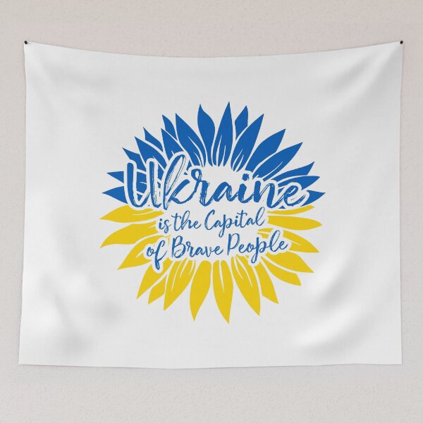 Item preview, Support Ukraine is the Capital of Brave People Flag Ukrainian Sunflower designed and sold by lxmag.
