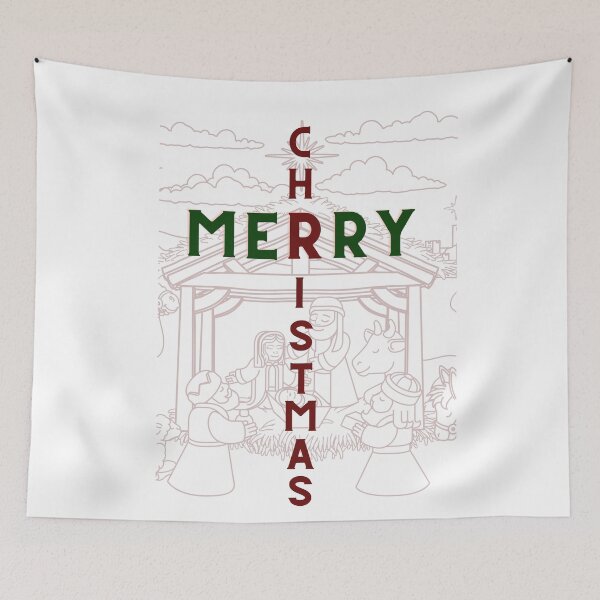 Item preview, Merry Christmas Manger Scene Red Background designed and sold by Ric1926.