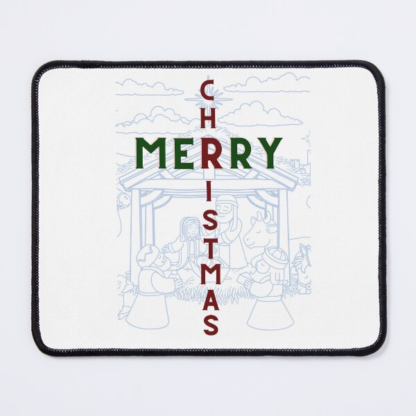 Item preview, Merry Christmas Manger Scene Blue Background designed and sold by Ric1926.