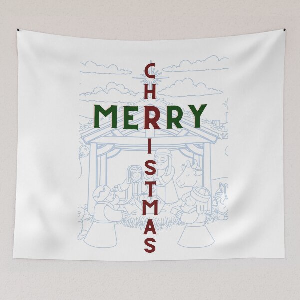 Item preview,  Merry Christmas Manger Scene Blue Background designed and sold by Ric1926.