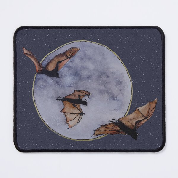 Item preview, Watercolor Halloween Bats at Midnight in front of a Full Moon designed and sold by Jessfm.