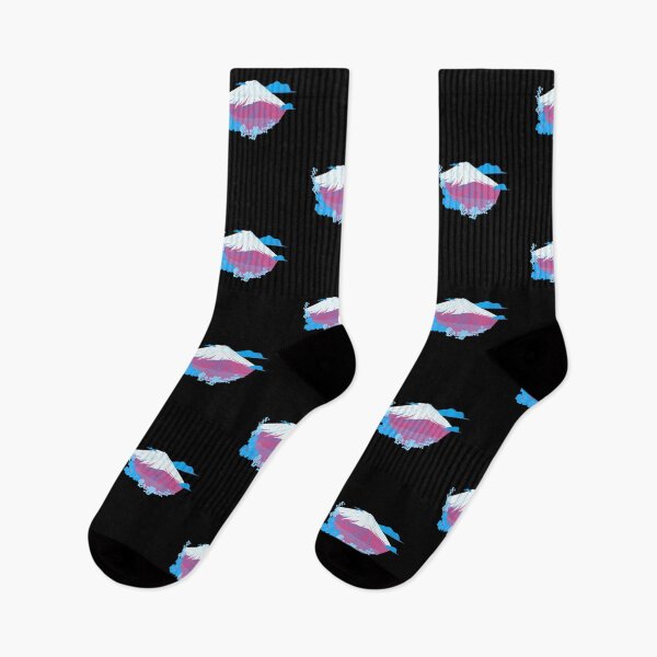Item preview, Mountains, Clouds, and Flowers Trans Flag. Transgender Pride designed and sold by Subtle Pride Shop.