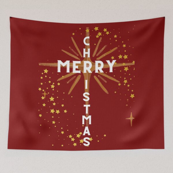 Item preview, Christmas Cross and Star White Letters on Red designed and sold by Ric1926.