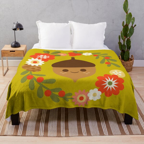 Item preview, Acorn and Flowers / Olive Green designed and sold by jsongdesign.