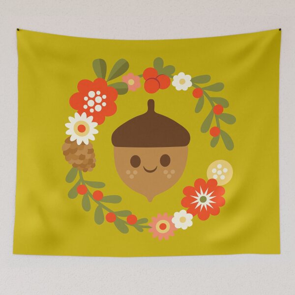 Item preview, Acorn and Flowers / Olive Green designed and sold by jsongdesign.