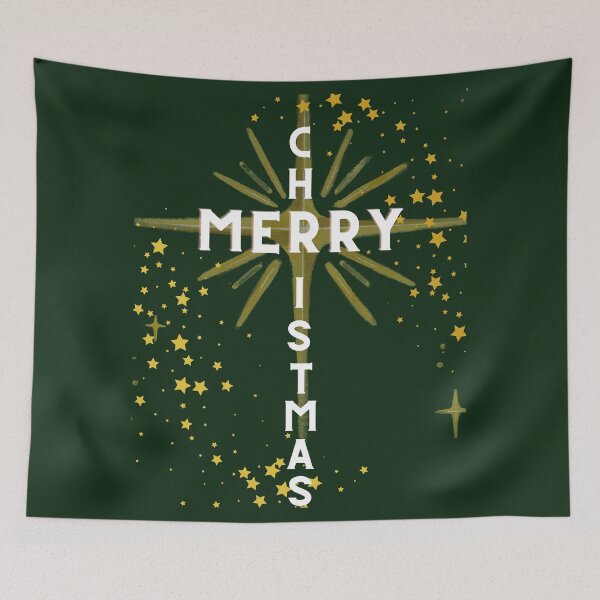 Item preview, Christmas Cross and Star White Letters on Green designed and sold by Ric1926.