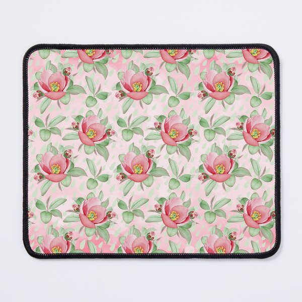 Aperçu de l'œuvre Motif floral rose aquarelle sauvage rose vert menthe créée et vendue par wasootch.